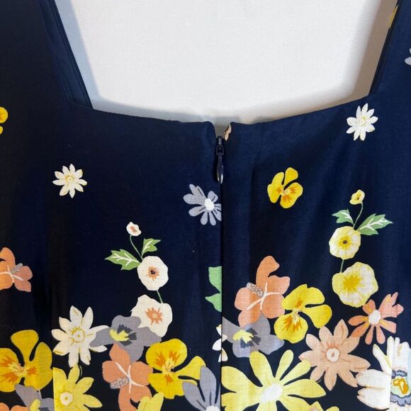 Ann Taylor Loft Petite Navy Floral Print Sleeveless Sheath Dress Satiny Size 6P - Picture 5 of 8